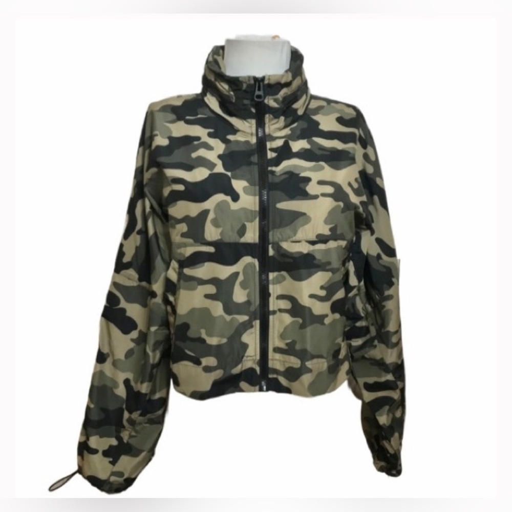 ZARA Cropped Camo Backpack Rain Jacket